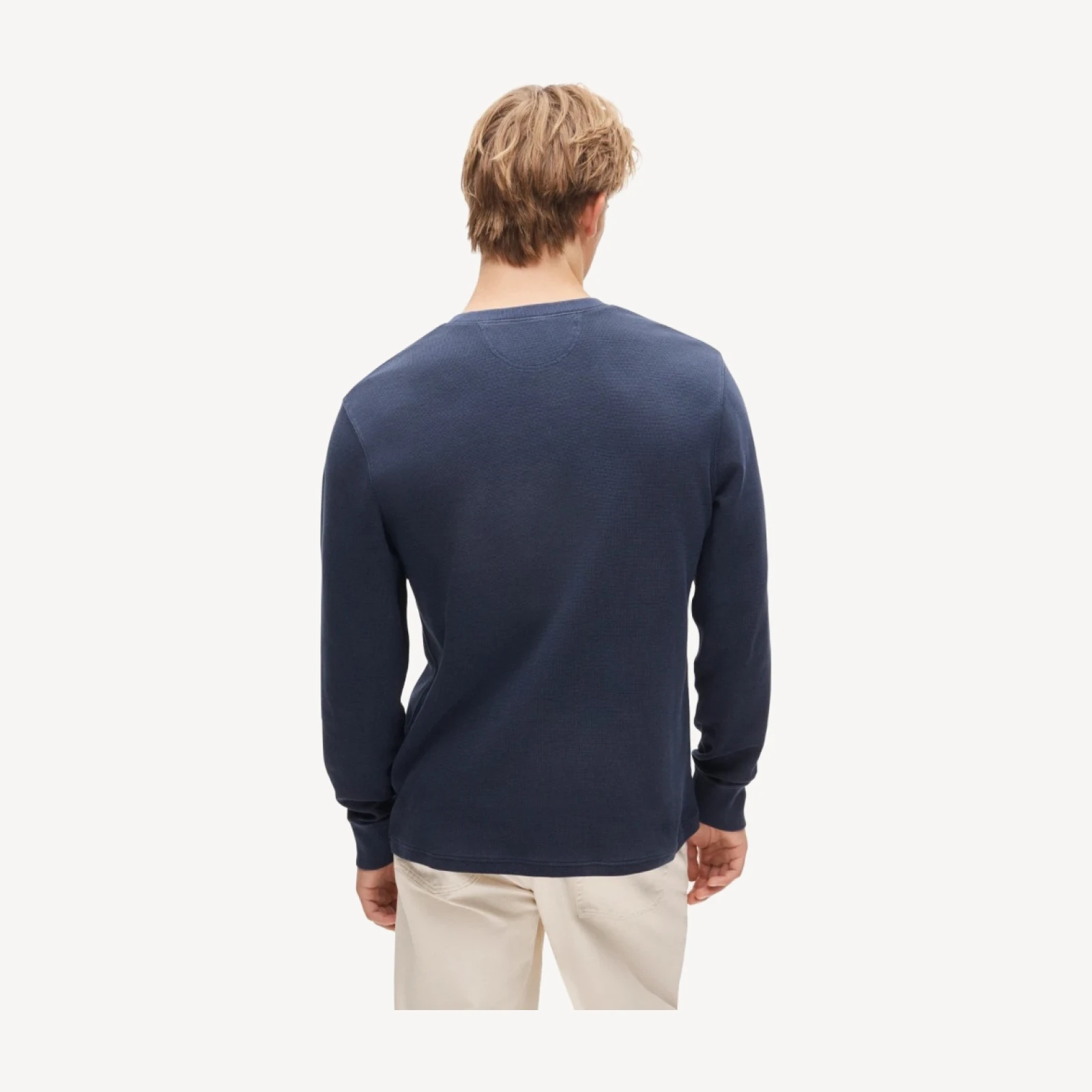 Summerweight waffle-knit cotton henley