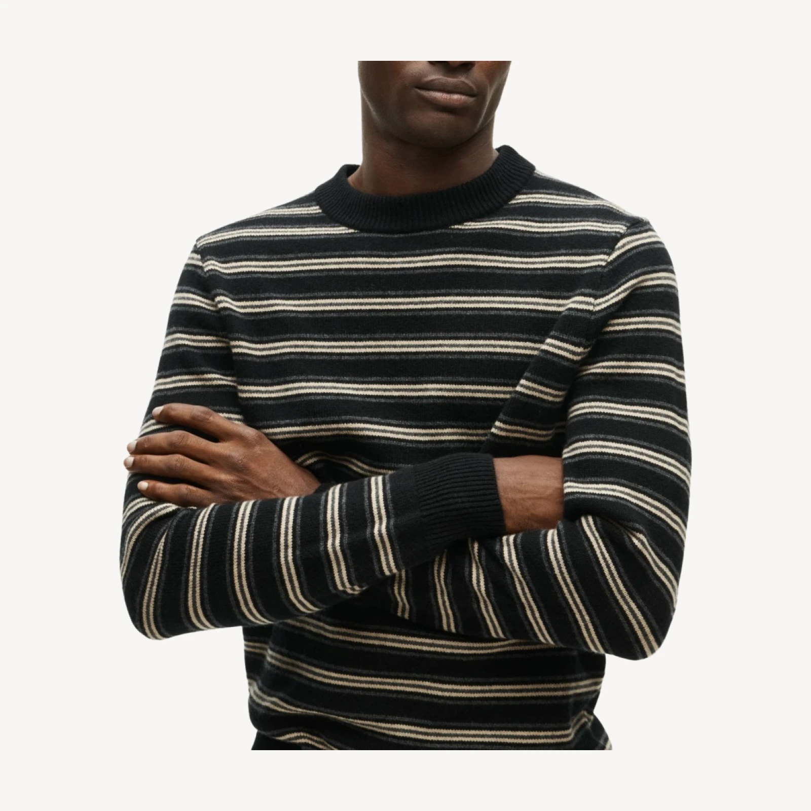 Midweight cashmere sweater in stripe