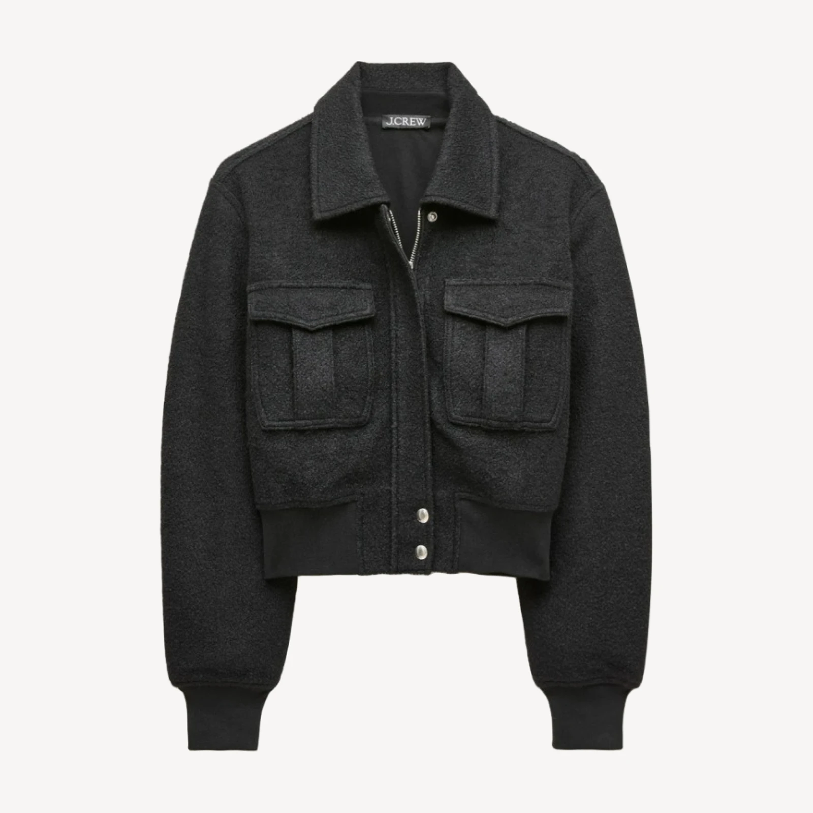 Knit bomber jacket in wool blend