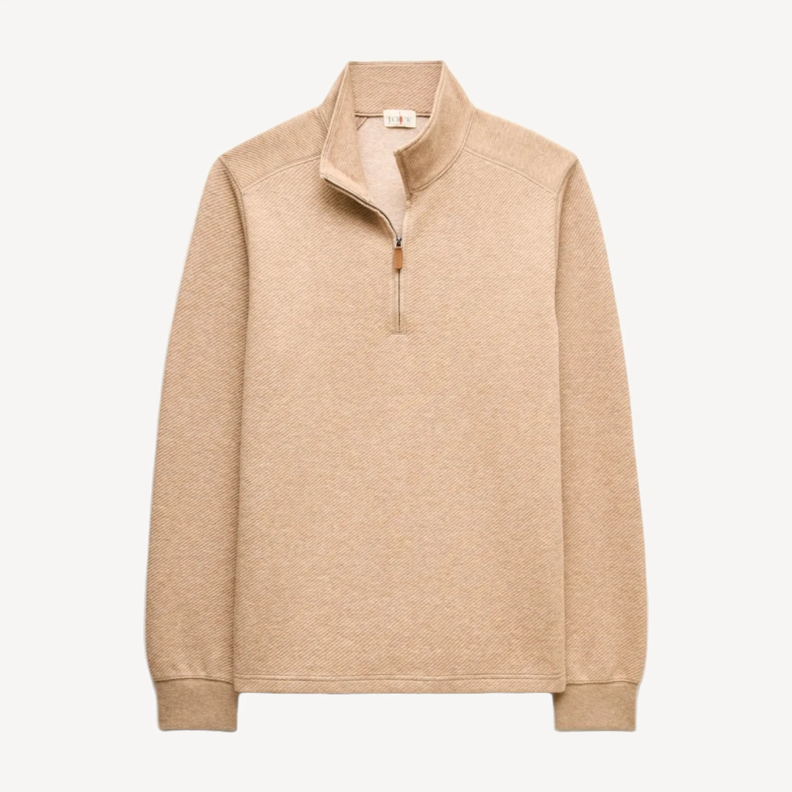 Quarter-zip pullover in jacquard twill