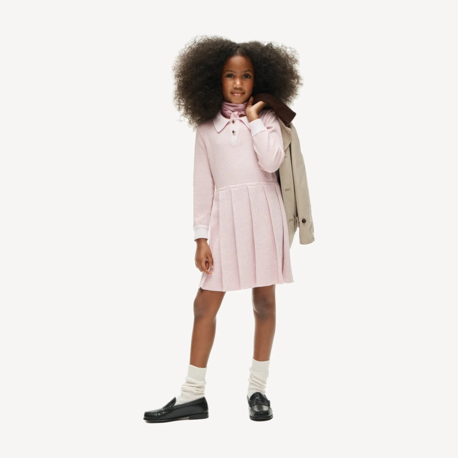 Girls' collared sweater-dress with Lurex® metallic threads