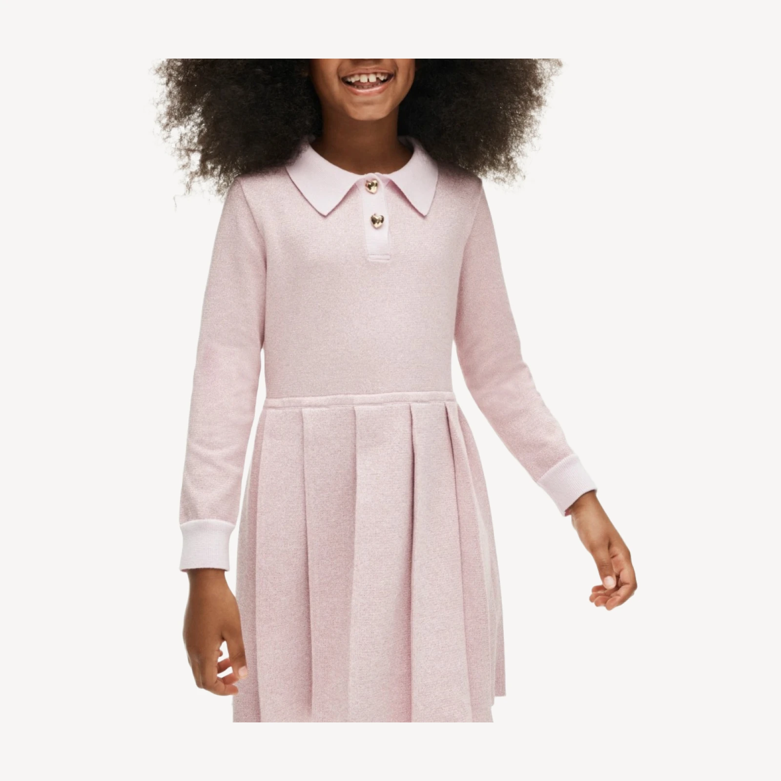 Girls' collared sweater-dress with Lurex® metallic threads