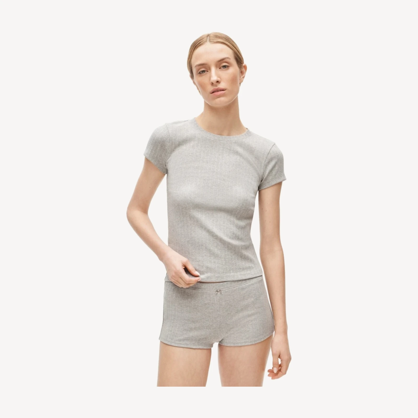 Cotton rib pajama short set