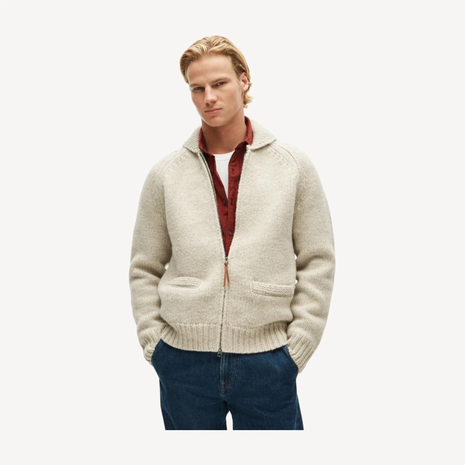 Wallace & Barnes shawl-collar full-zip loon cardigan in wool