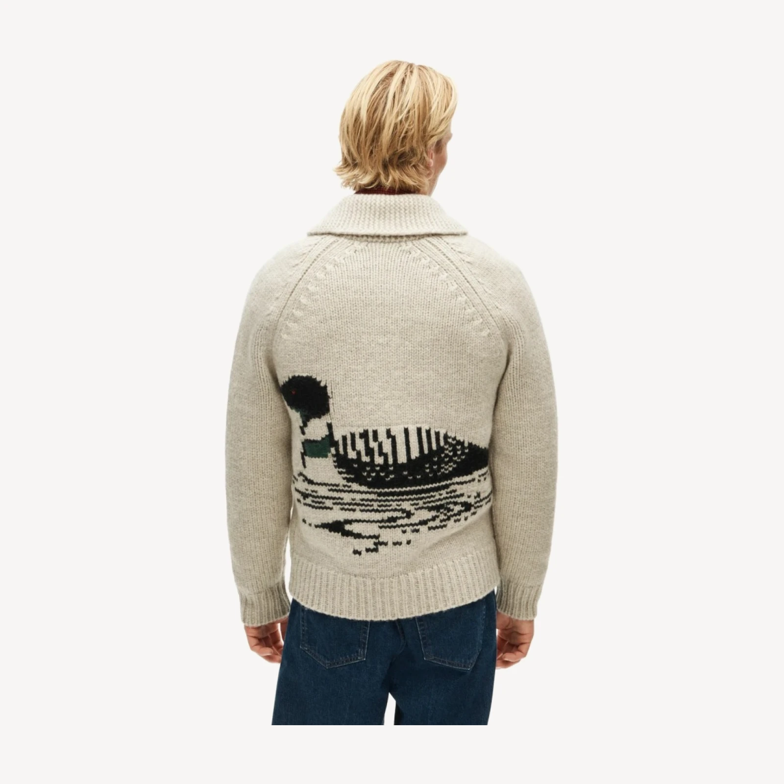 Wallace & Barnes shawl-collar full-zip loon cardigan in wool