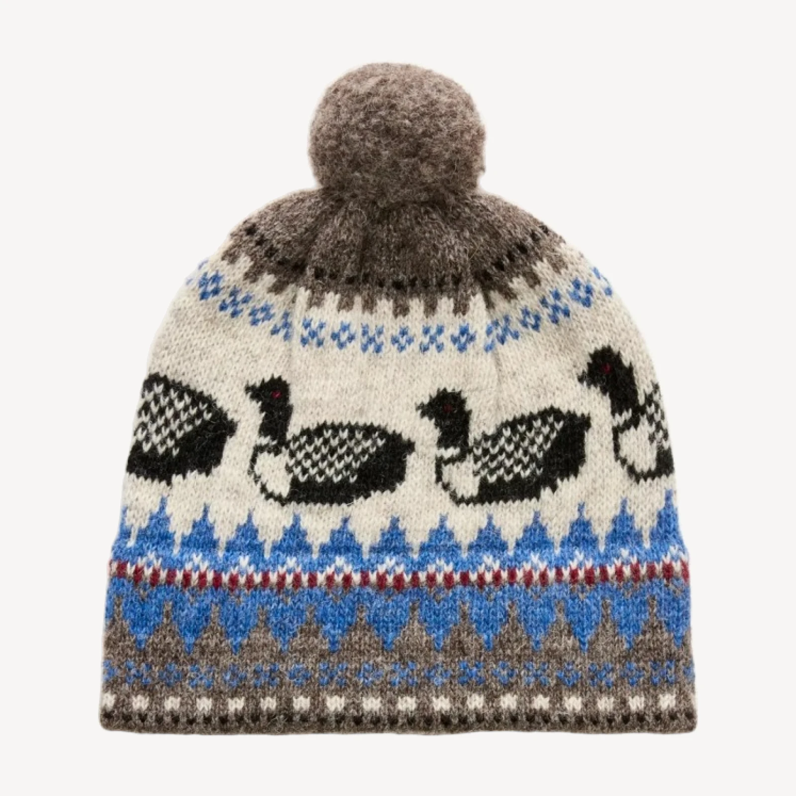 Wallace & Barnes duck pattern pom beanie in wool