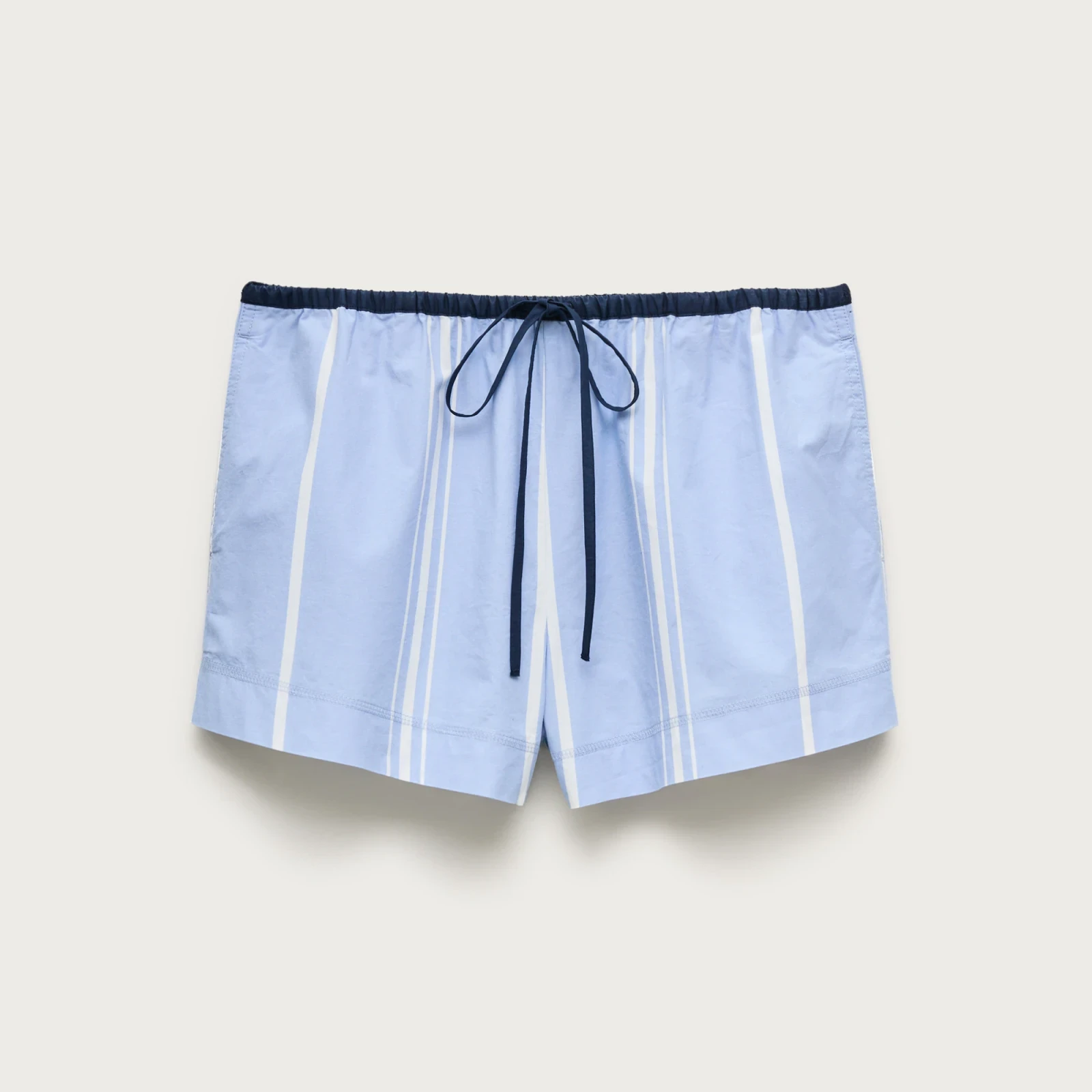 Cruise drawstring short in striped cotton poplin