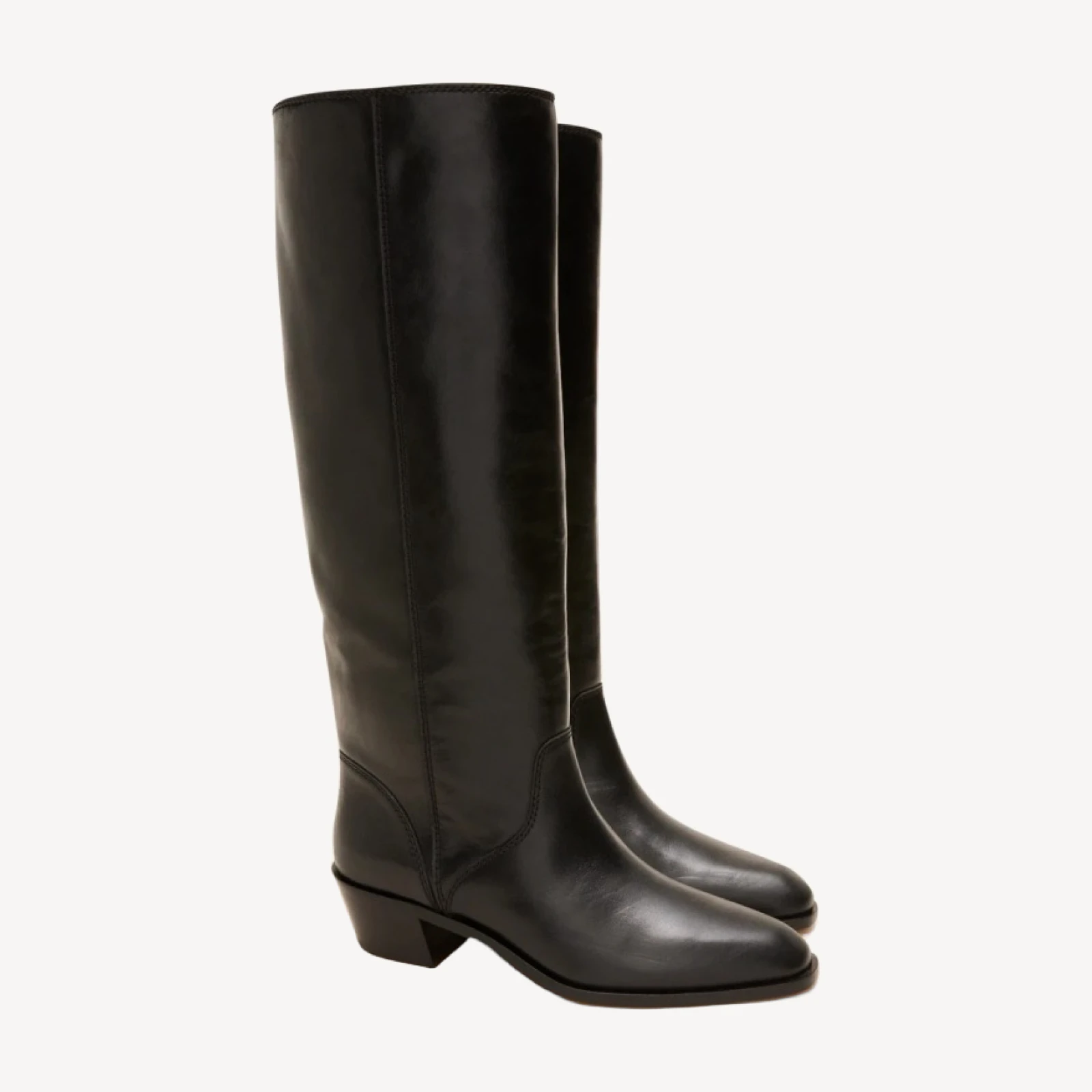 Western knee-high boots in leather