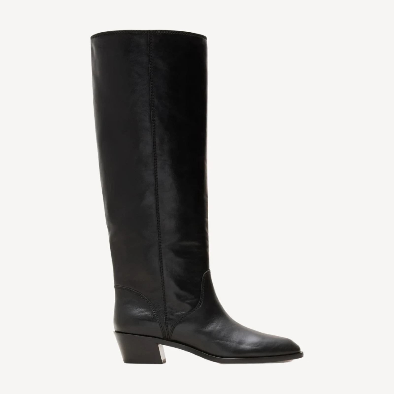 Western knee-high boots in leather