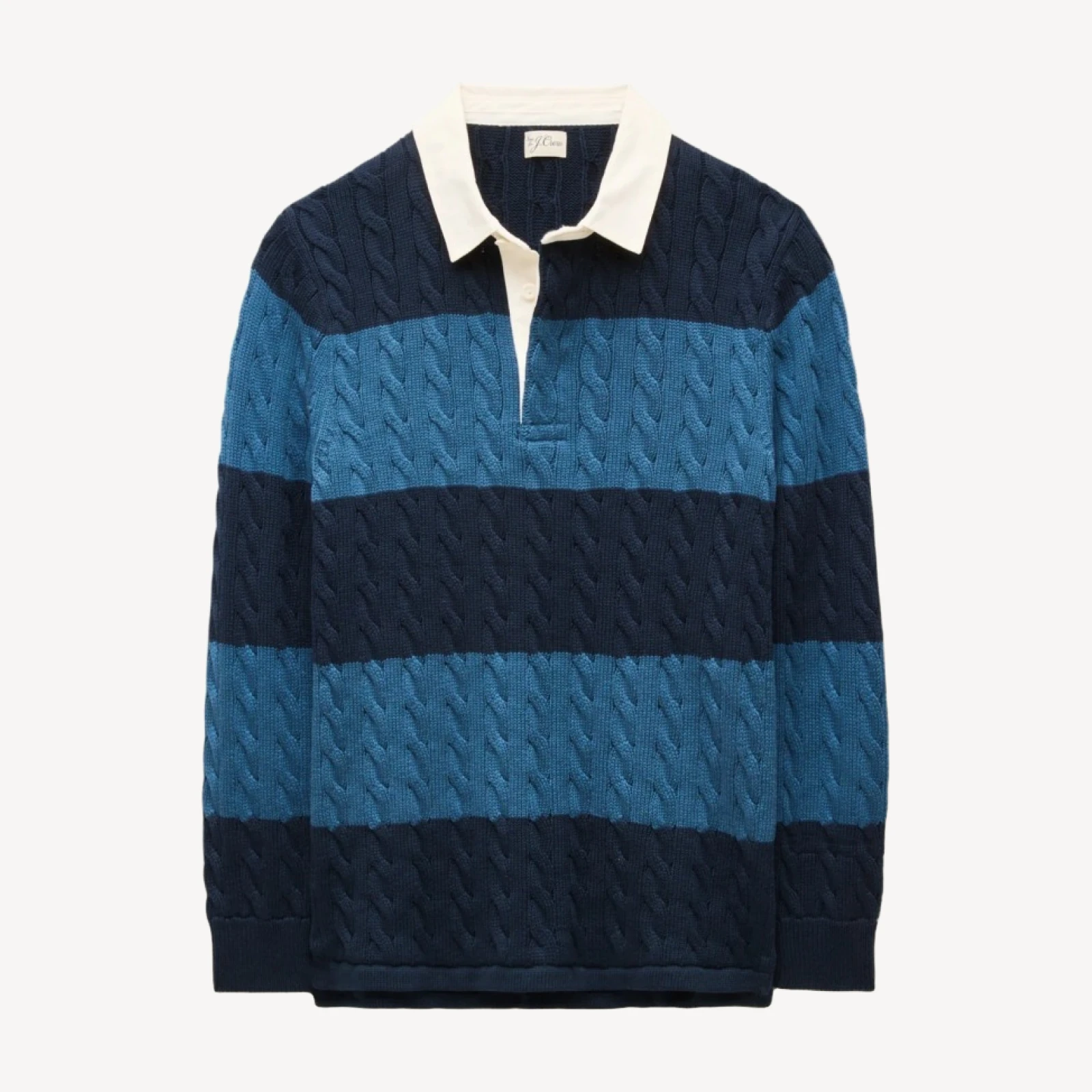Heritage cotton cable-knit rugby sweater in stripe