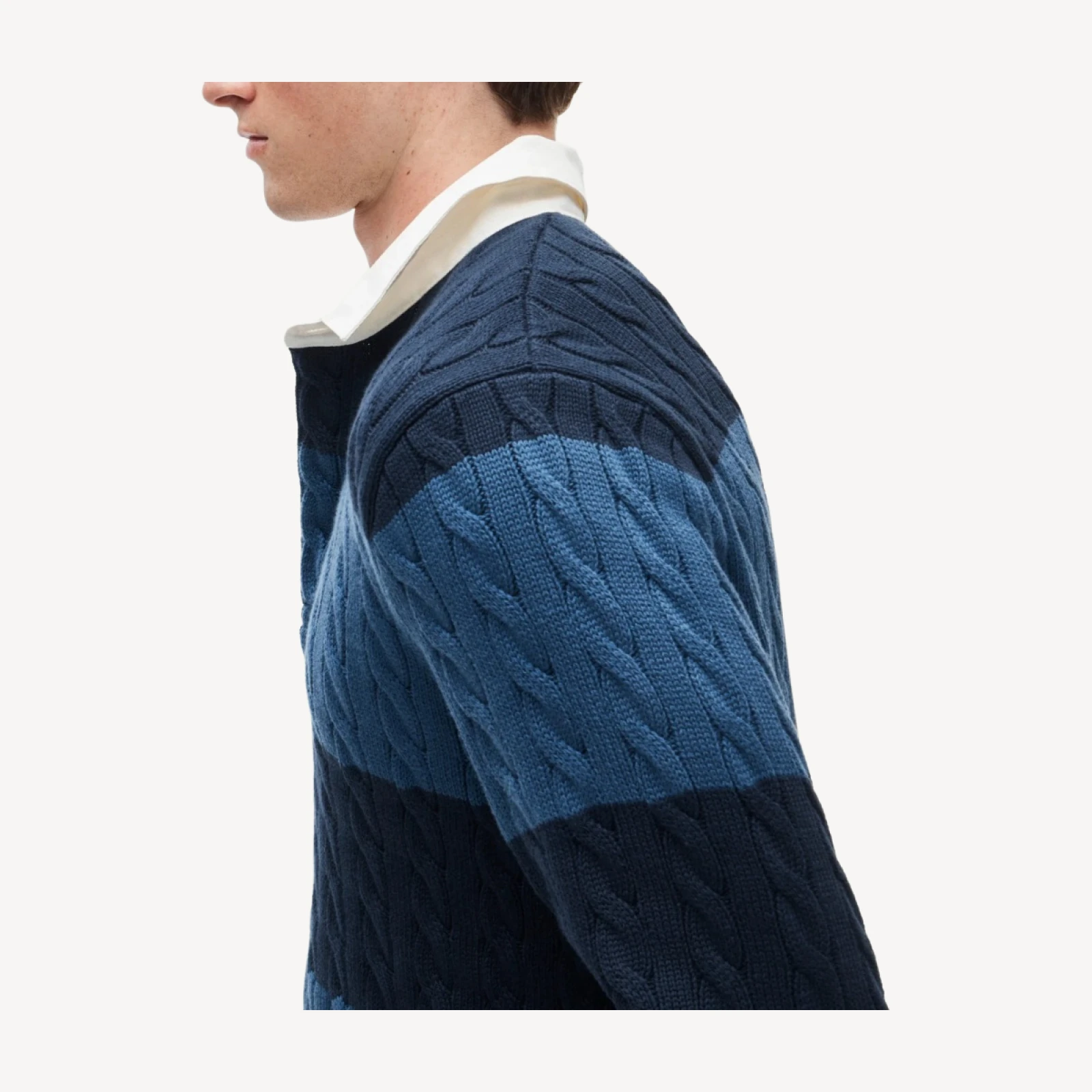 Heritage cotton cable-knit rugby sweater in stripe