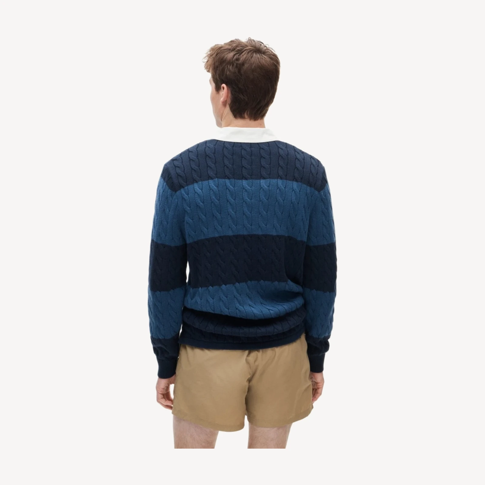 Heritage cotton cable-knit rugby sweater in stripe