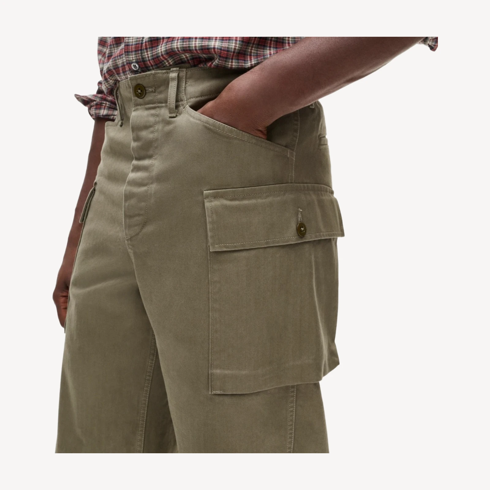 Utility cargo pant in herringbone cotton