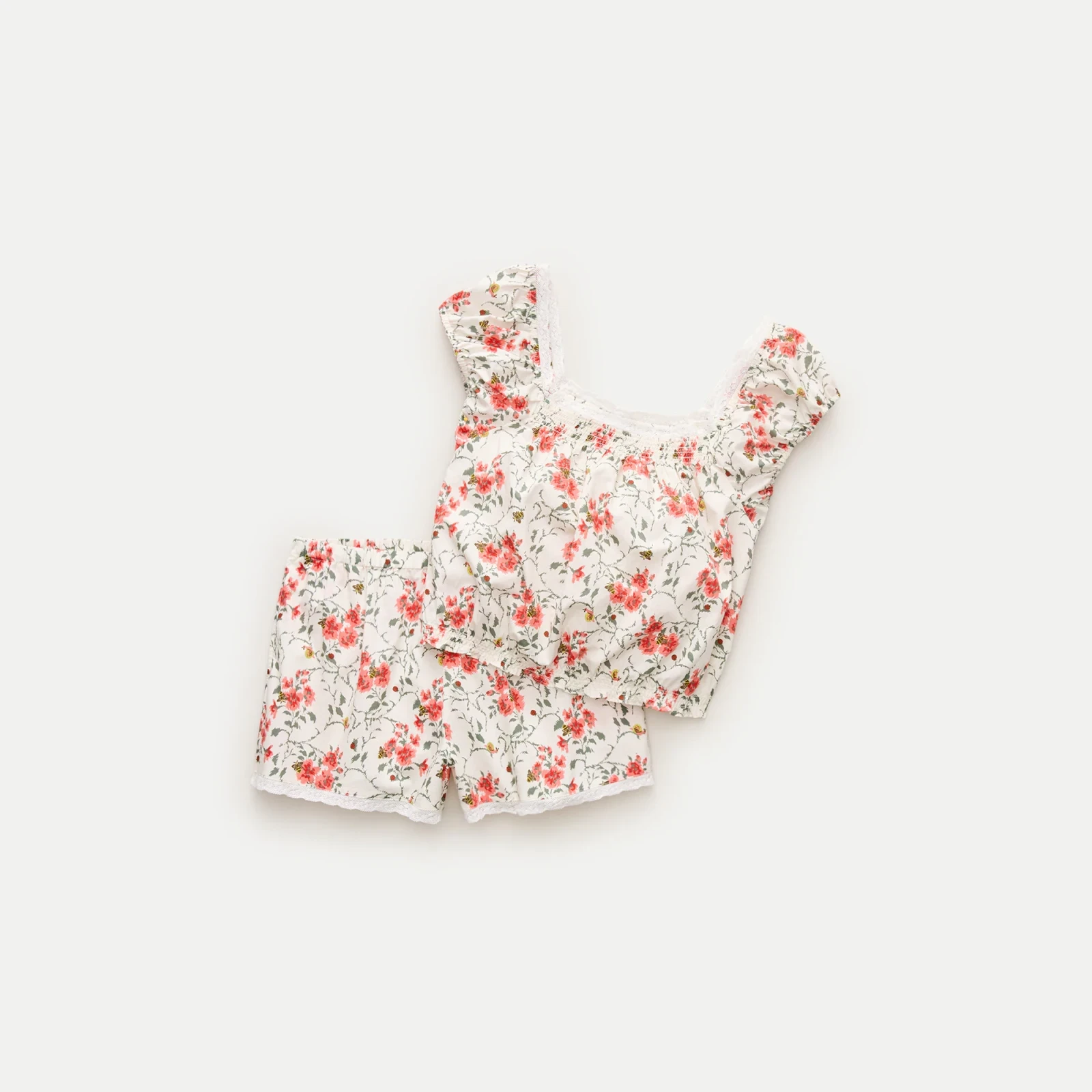 Garden floral pajama short set in cotton poplin