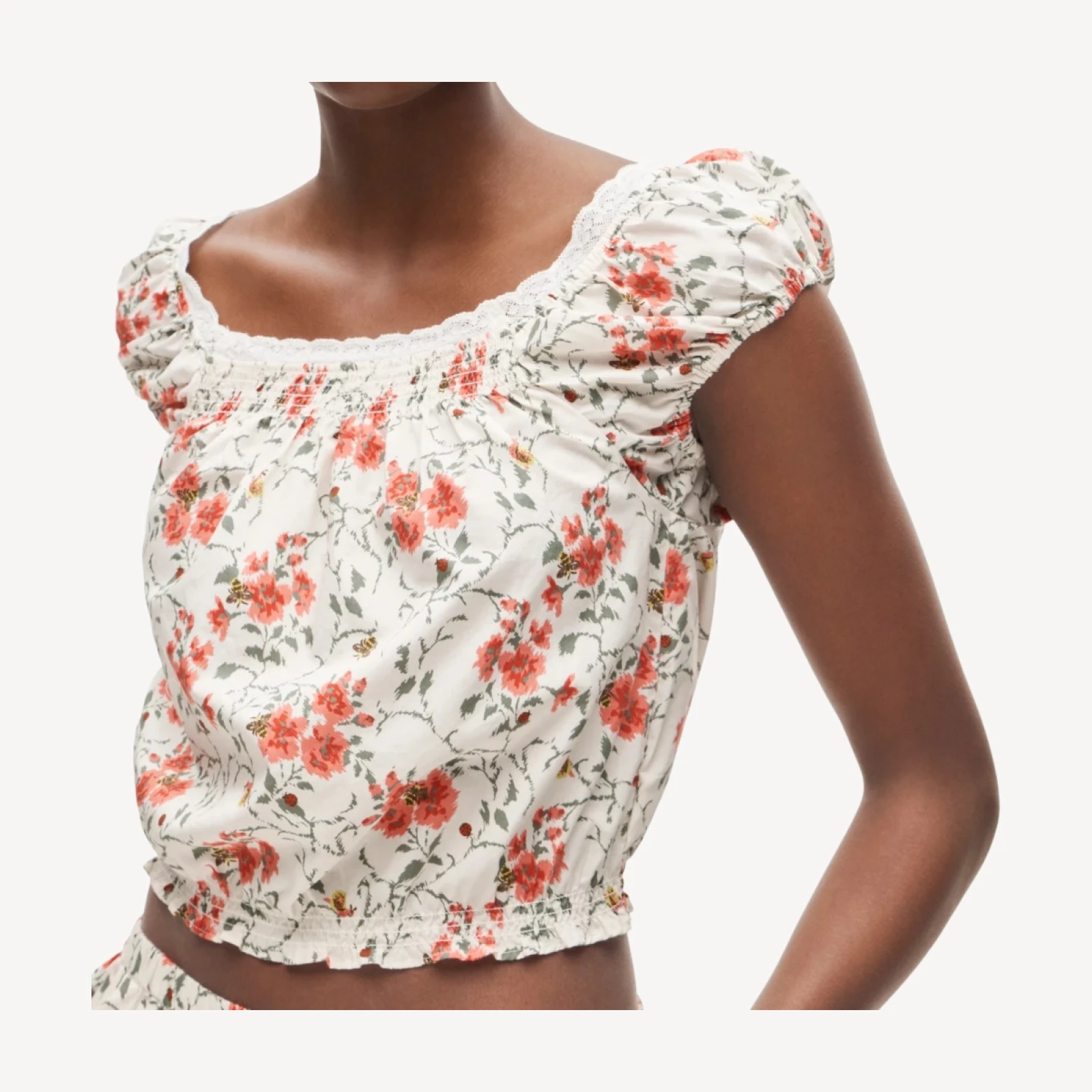 Garden floral pajama short set in cotton poplin