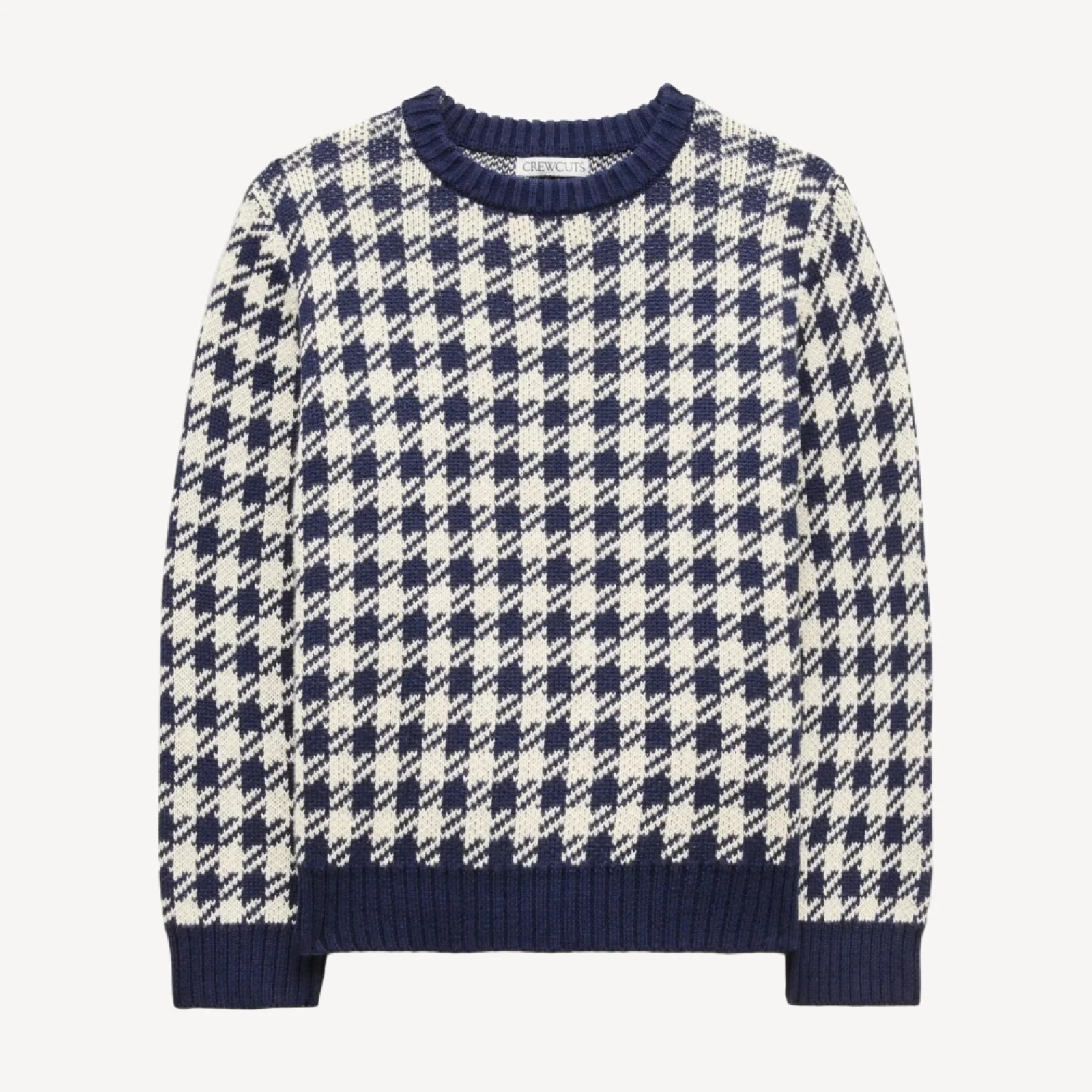 Kids' cotton crewneck sweater in check print
