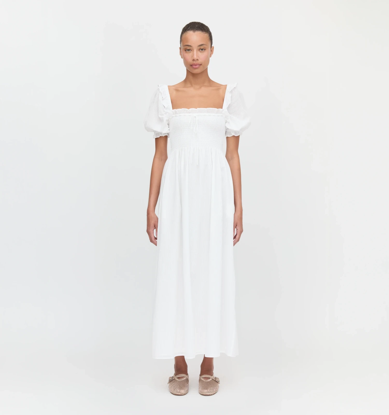 The Scarlett Nap Dress - White Shadow Stripe