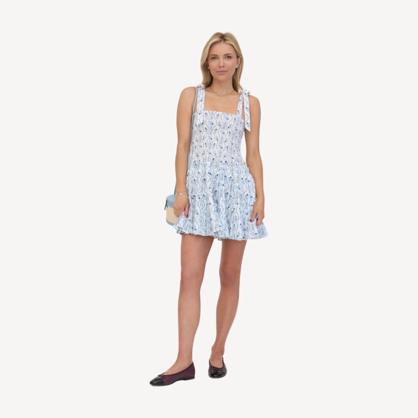 The Ribbon Charlotte Nap Dress - Blue Vine Stripe