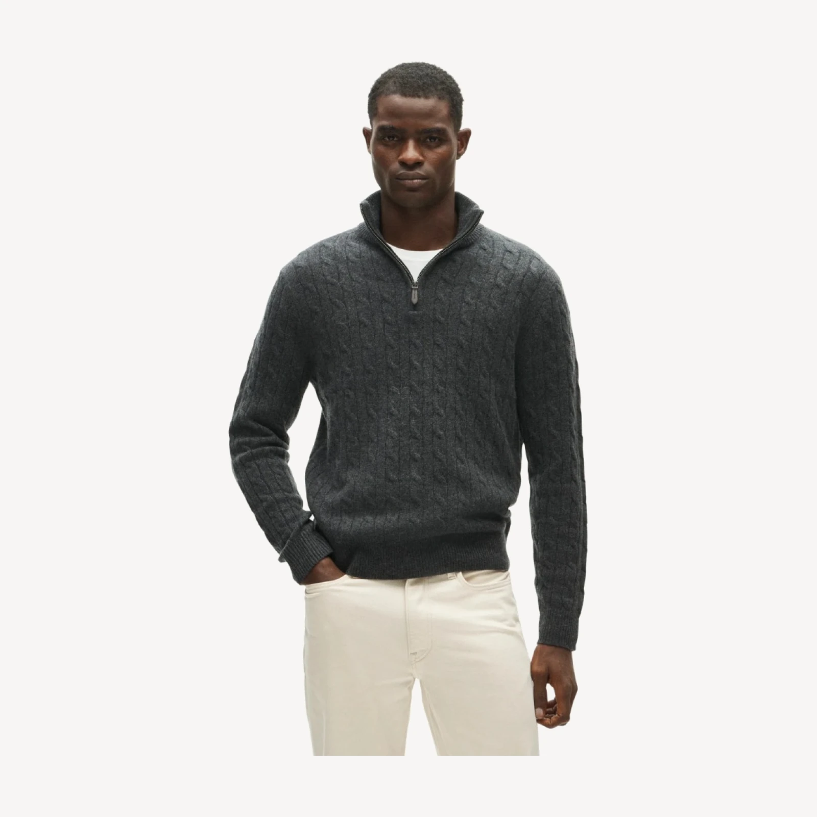 Cashmere cable-knit quarter-zip sweater
