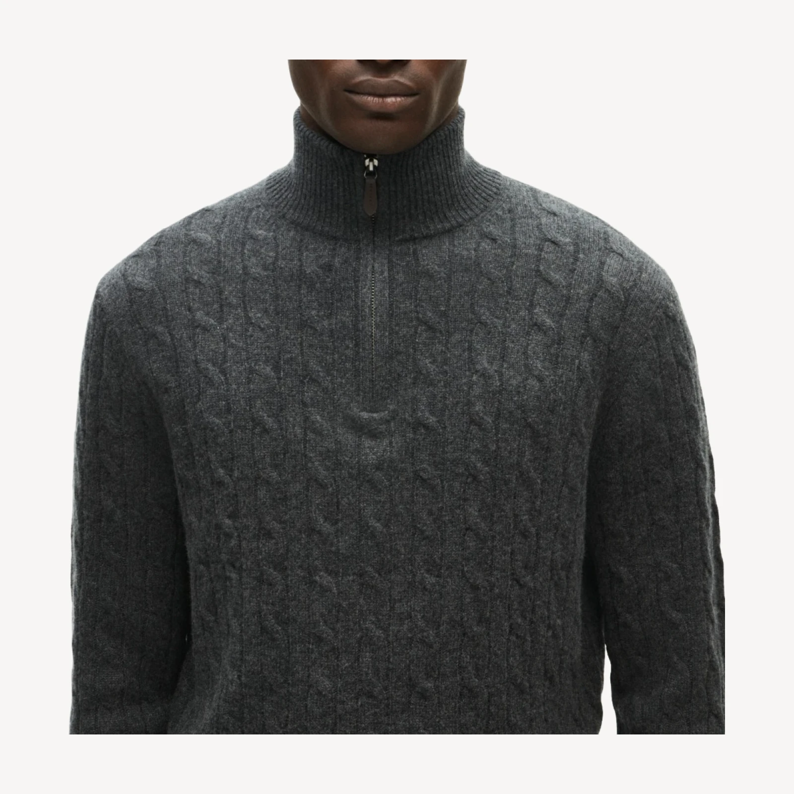 Cashmere cable-knit quarter-zip sweater