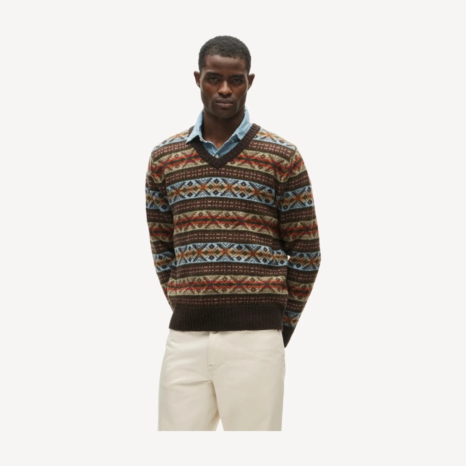 Fair Isle V-neck sweater in wool