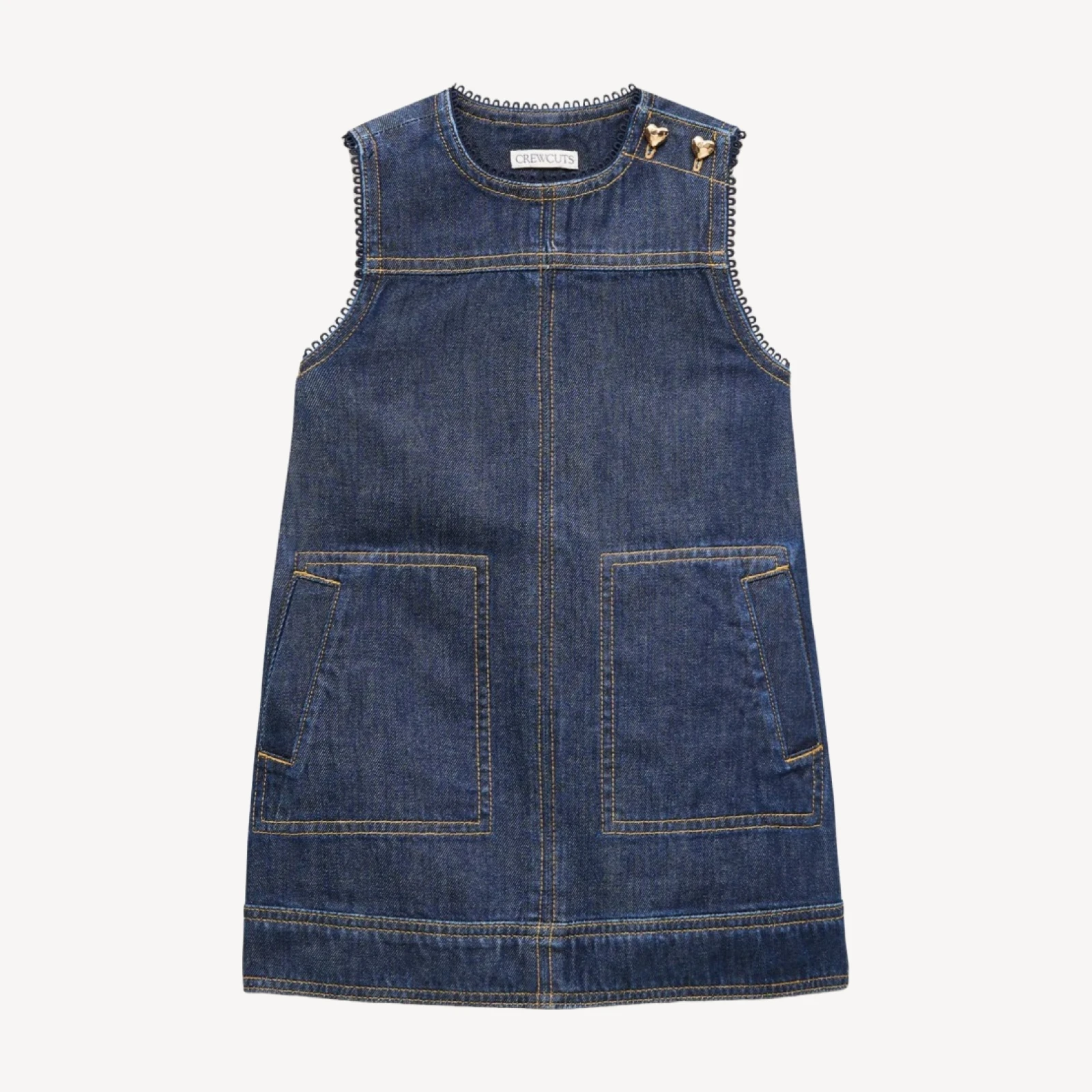 Girls' pinafore dress in drapey denim