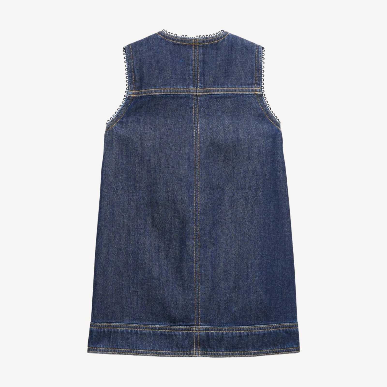 Girls' pinafore dress in drapey denim