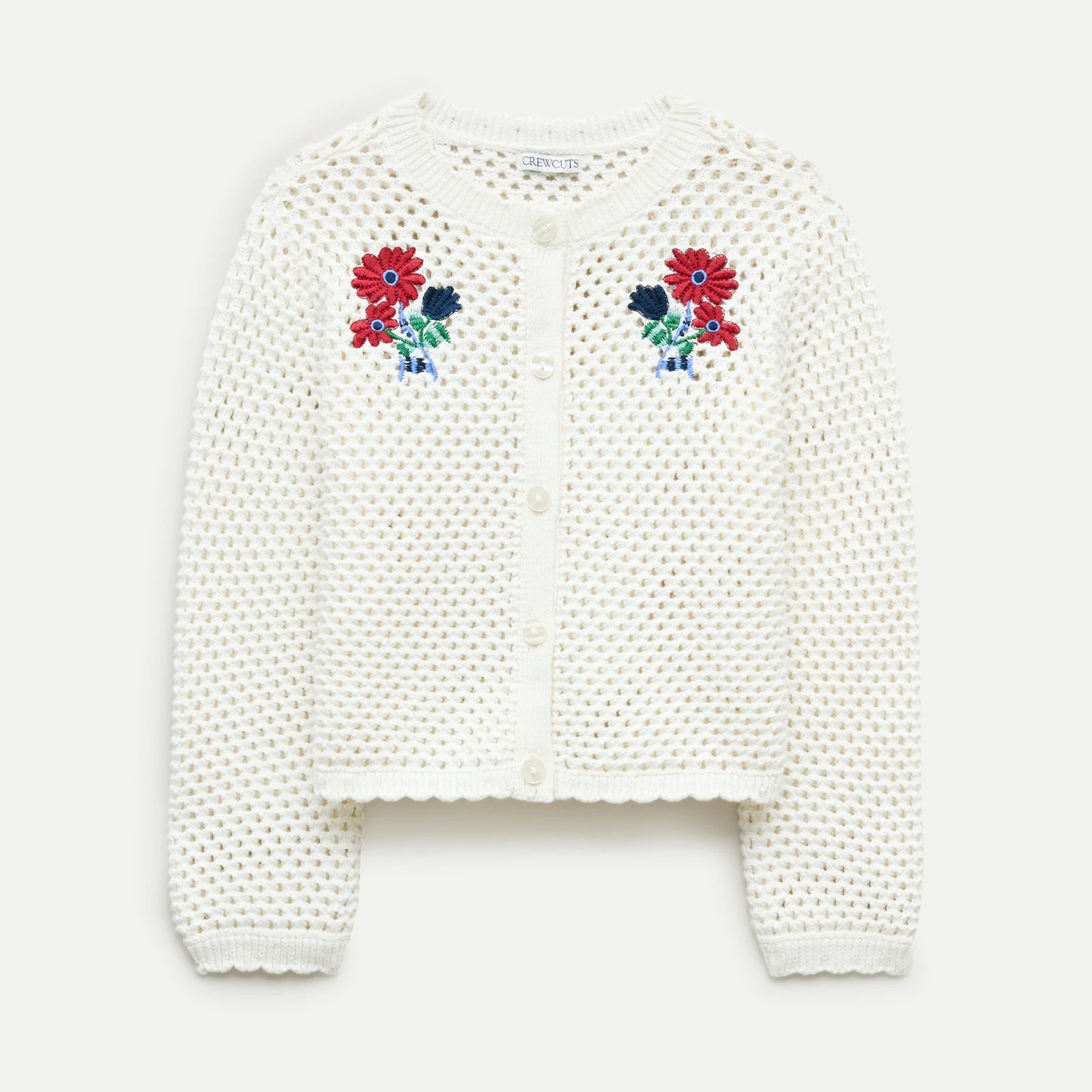 Girls' embroidered pointelle cardigan