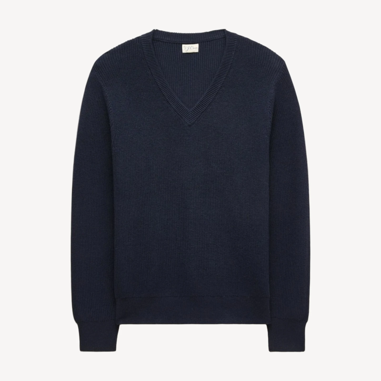 V-neck sweater in ribbed cotton blend