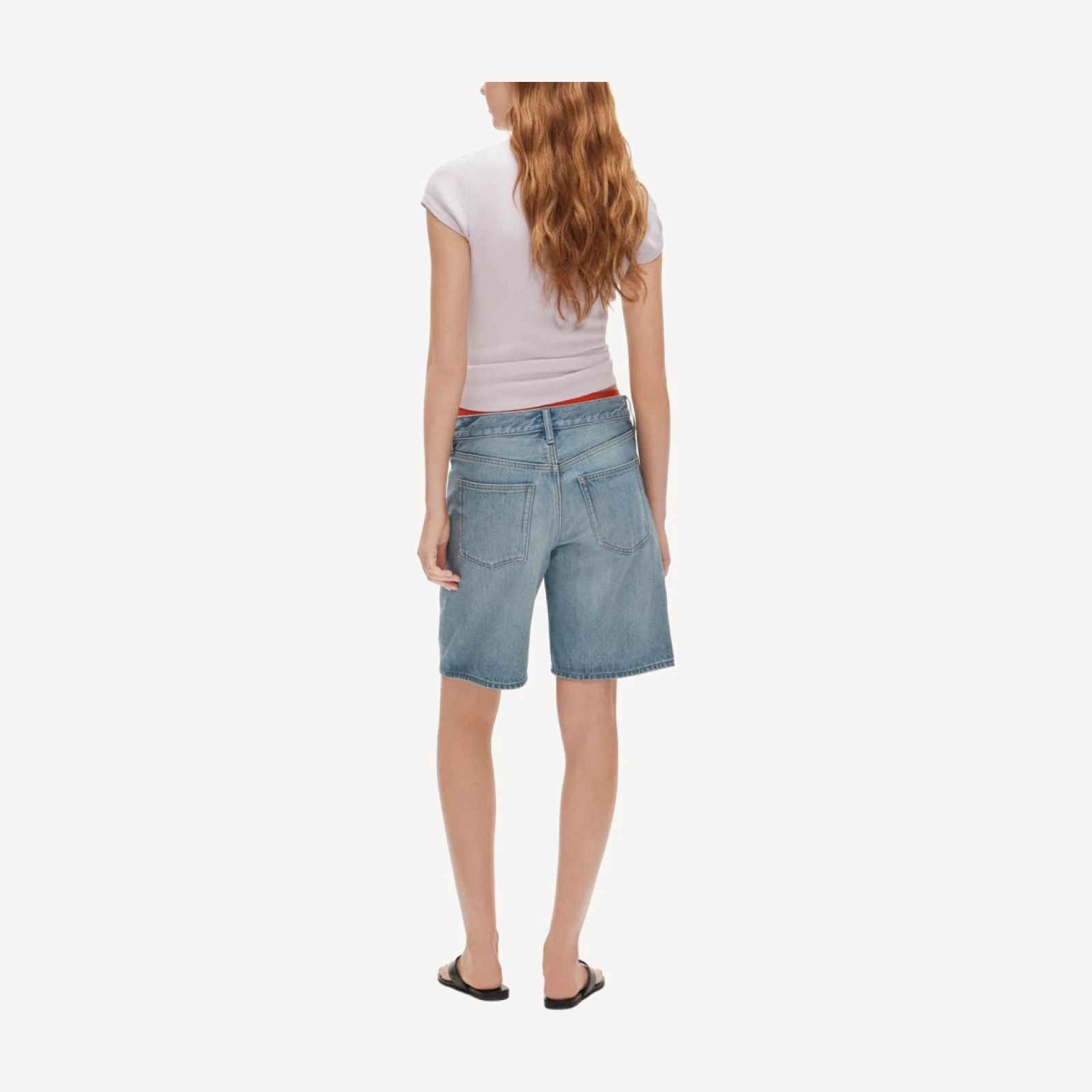 Denim bermuda short with paracord