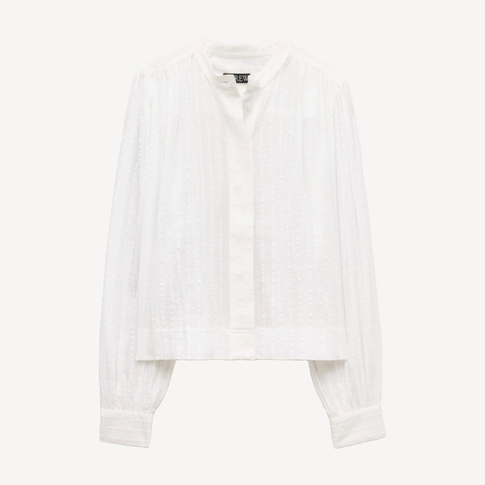 Button-front blouse in striped textured cotton
