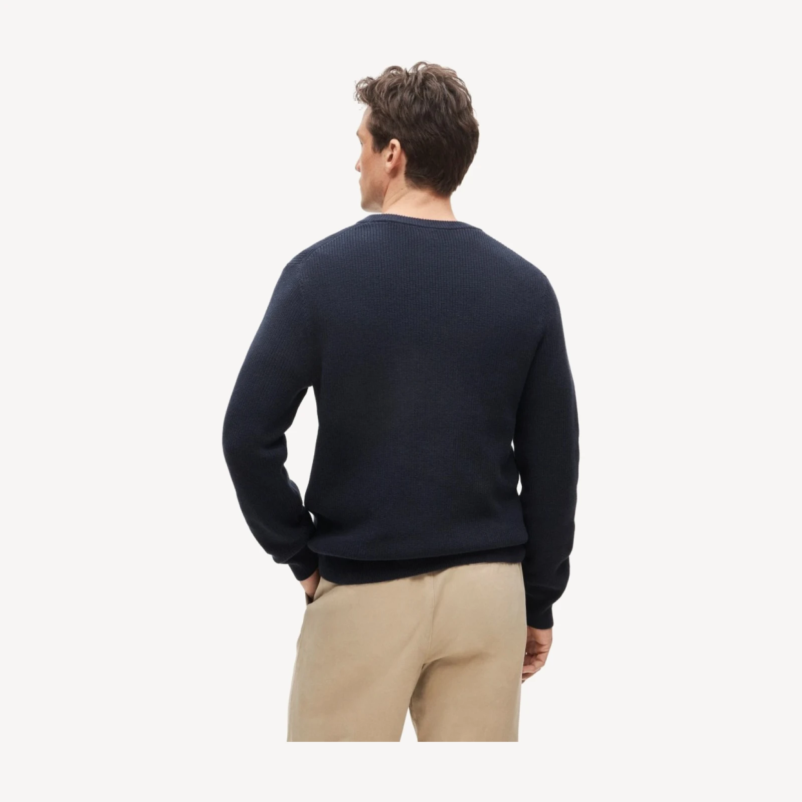 V-neck sweater in ribbed cotton blend