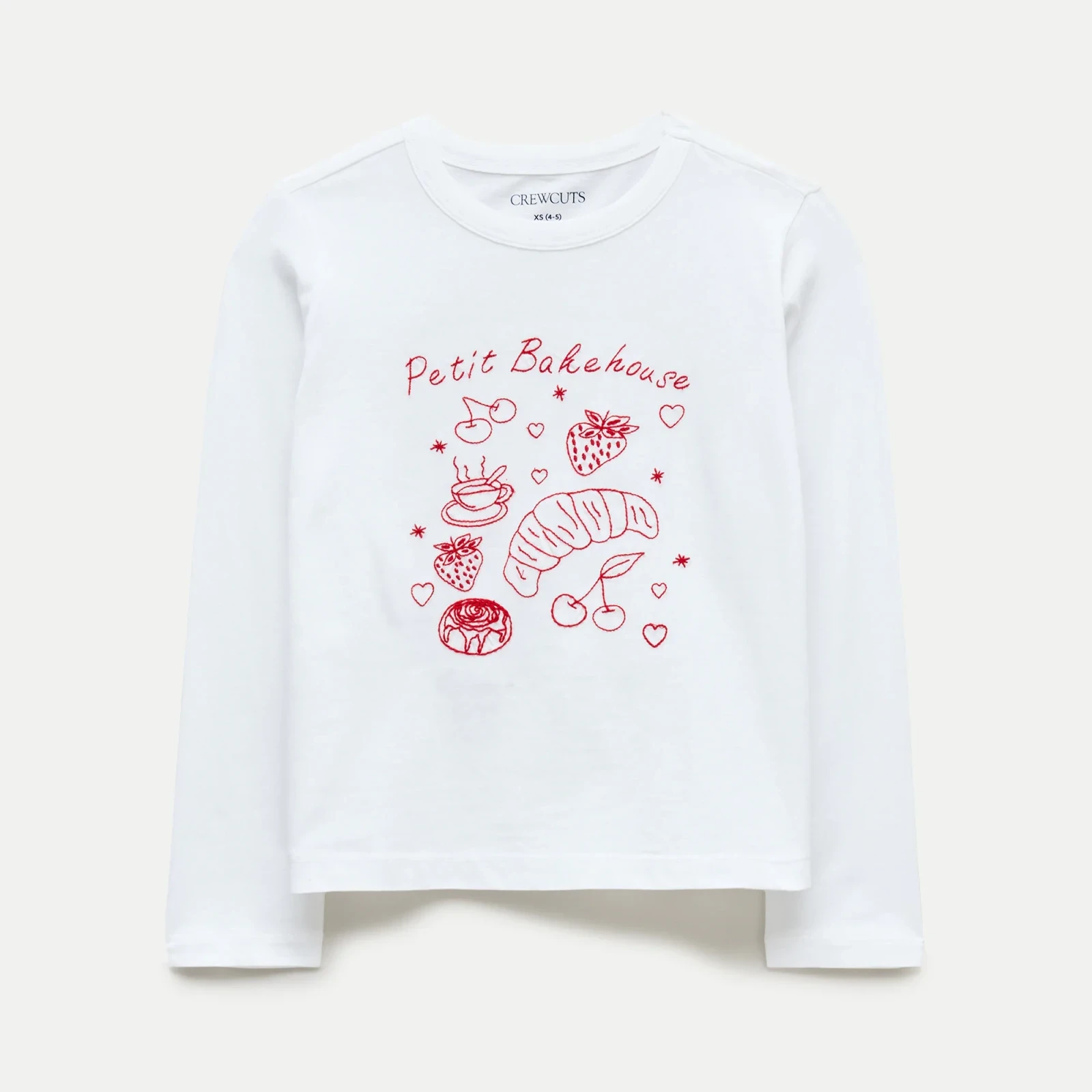 Girls' long-sleeve "Petit bakehouse" embroidered graphic T-shirt