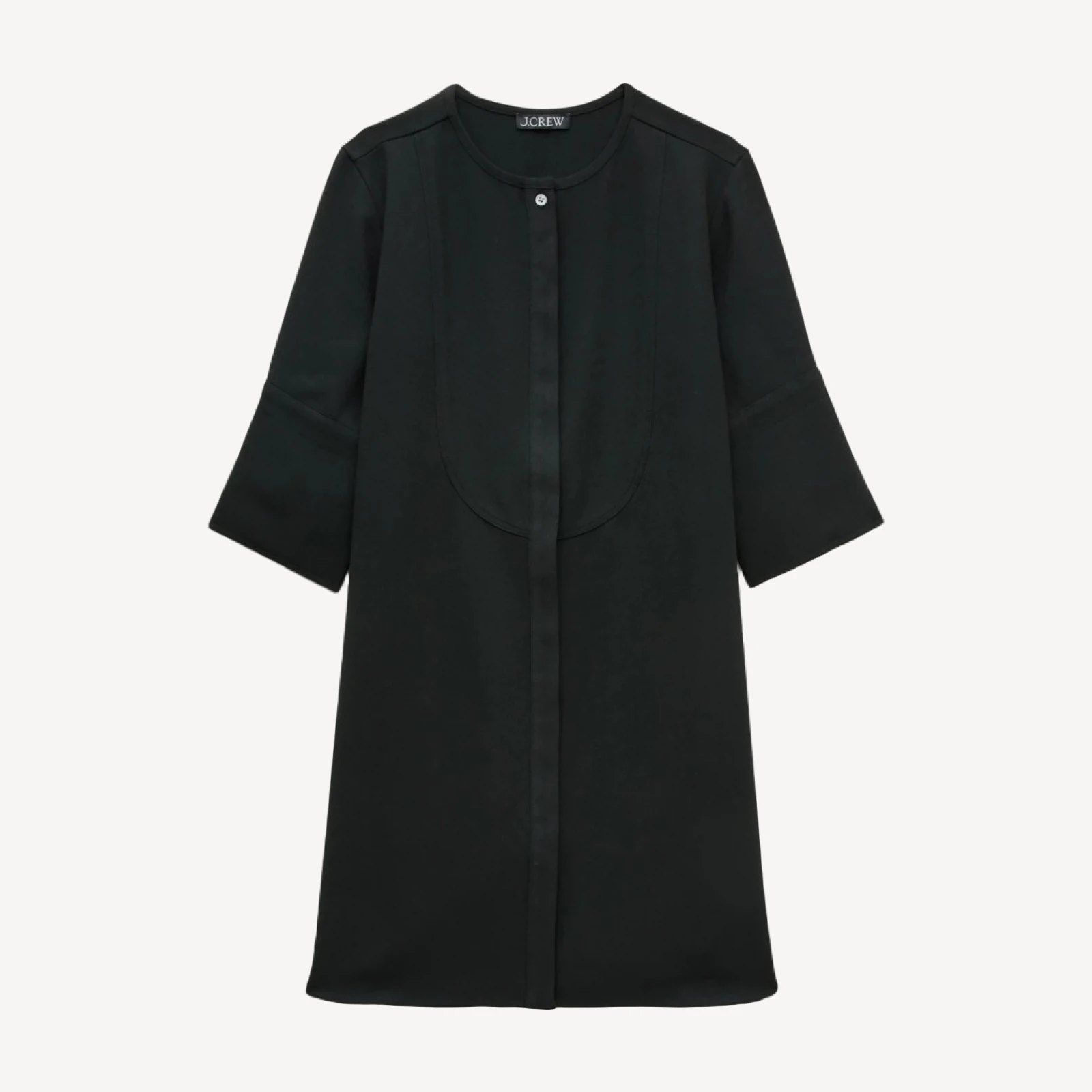 Tuxedo-bib tunic dress in city crepe