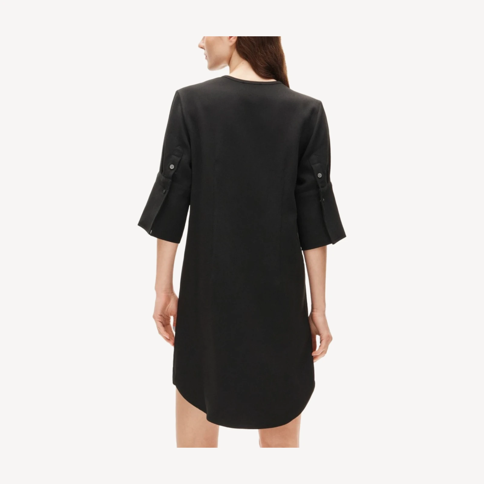 Tuxedo-bib tunic dress in city crepe