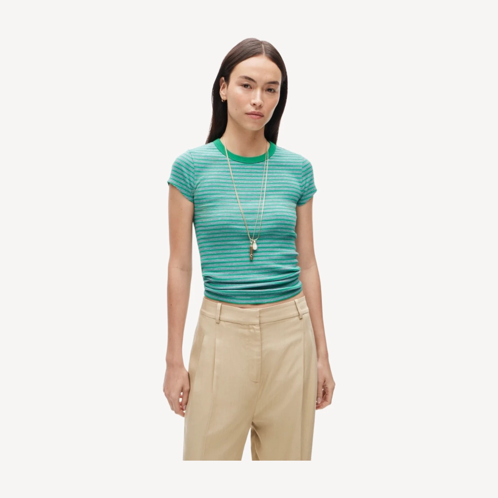 Perfect-fit crewneck T-shirt in stripe