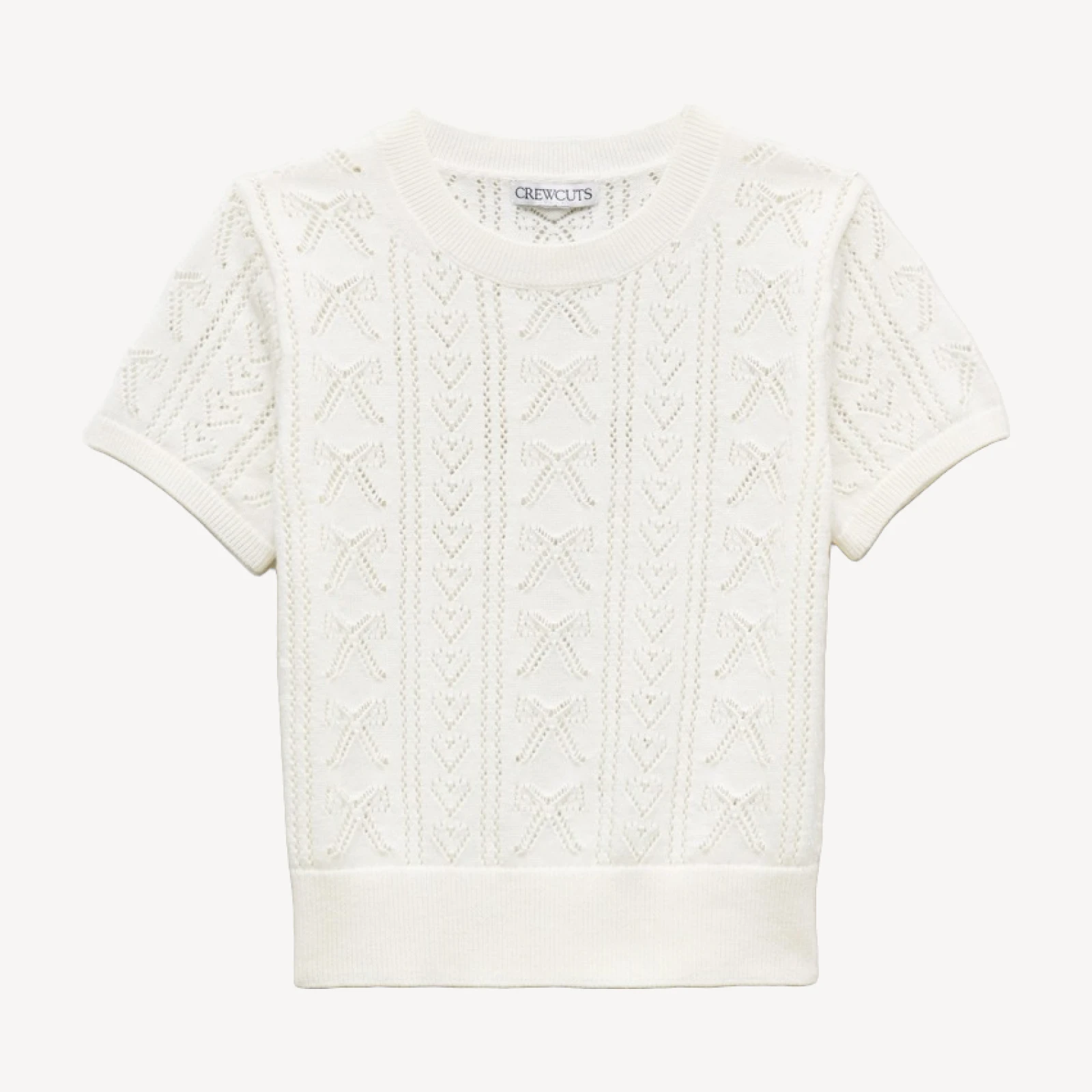 Girls' bow-pointelle sweater-tee