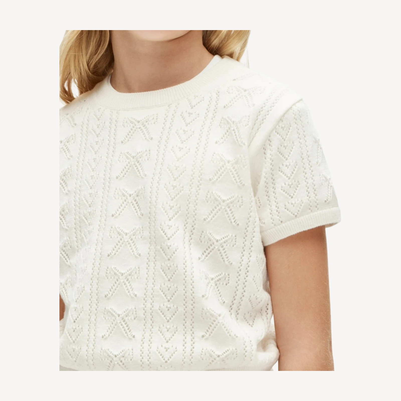 Girls' bow-pointelle sweater-tee