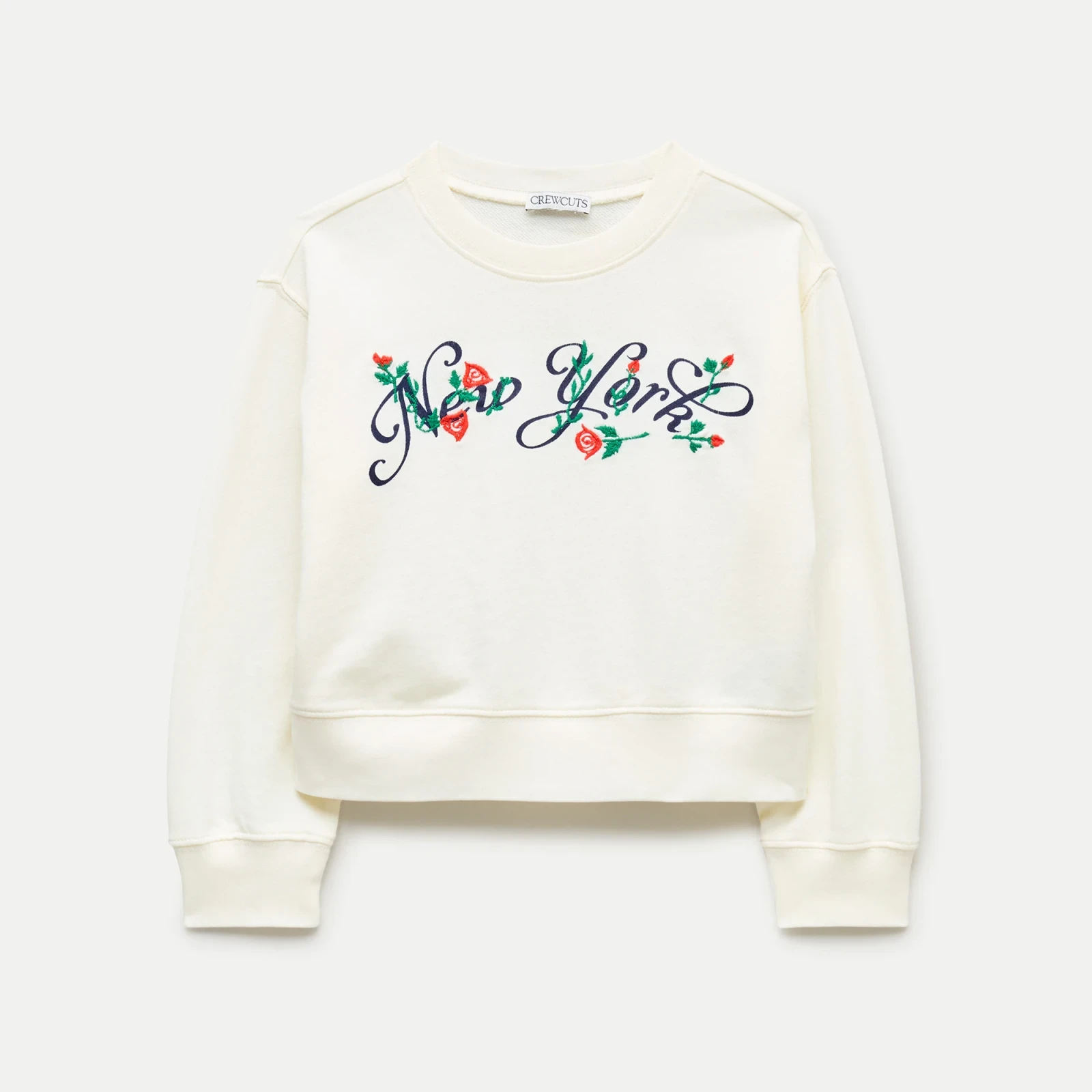 Girls' "New York" crewneck sweatshirt with embroidery