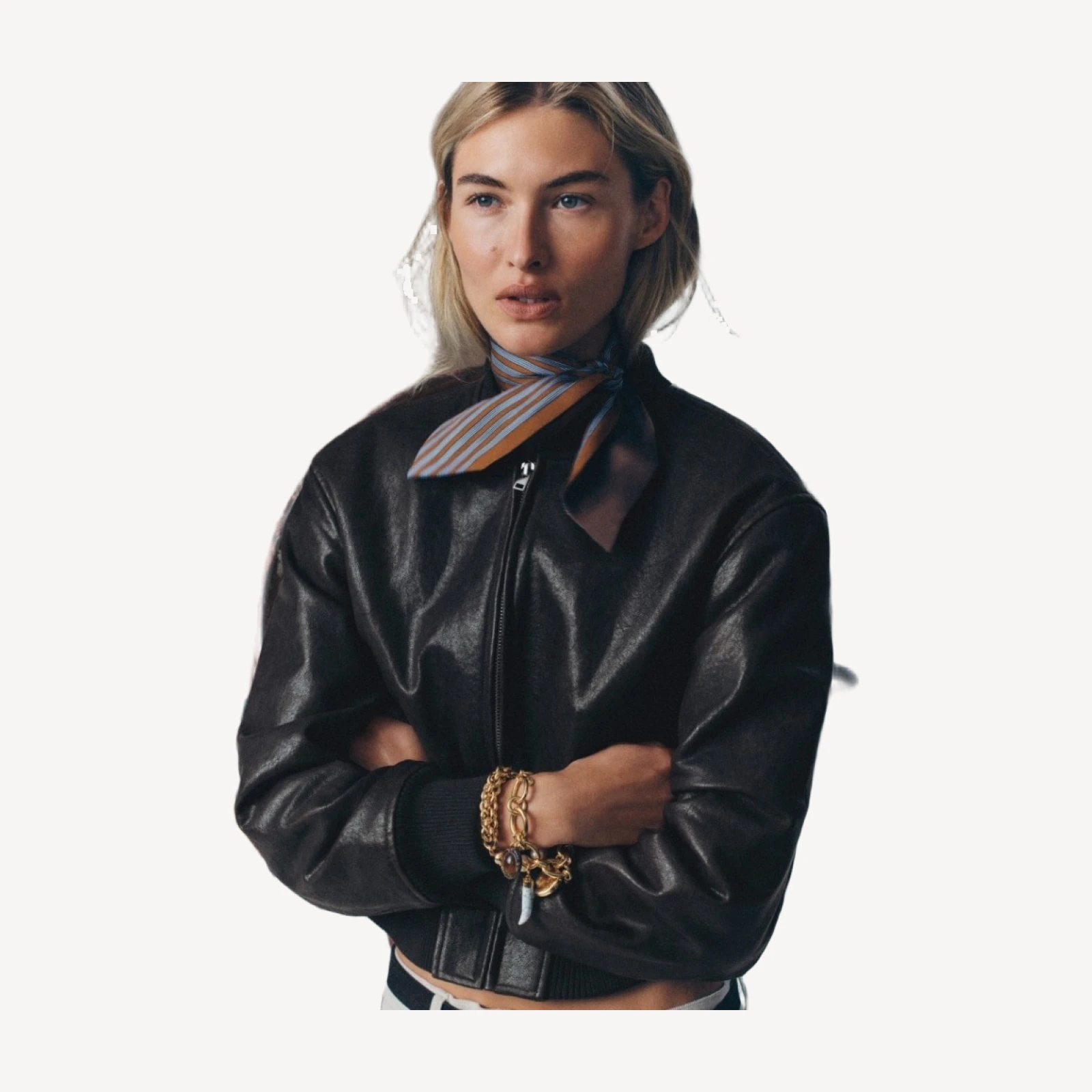 Collection leather bomber jacket