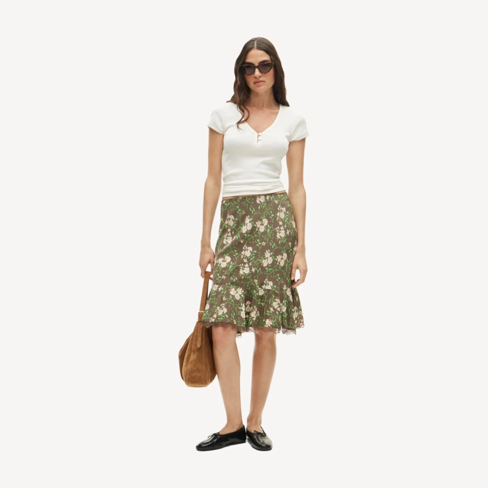 Slip skirt in honeybee floral print