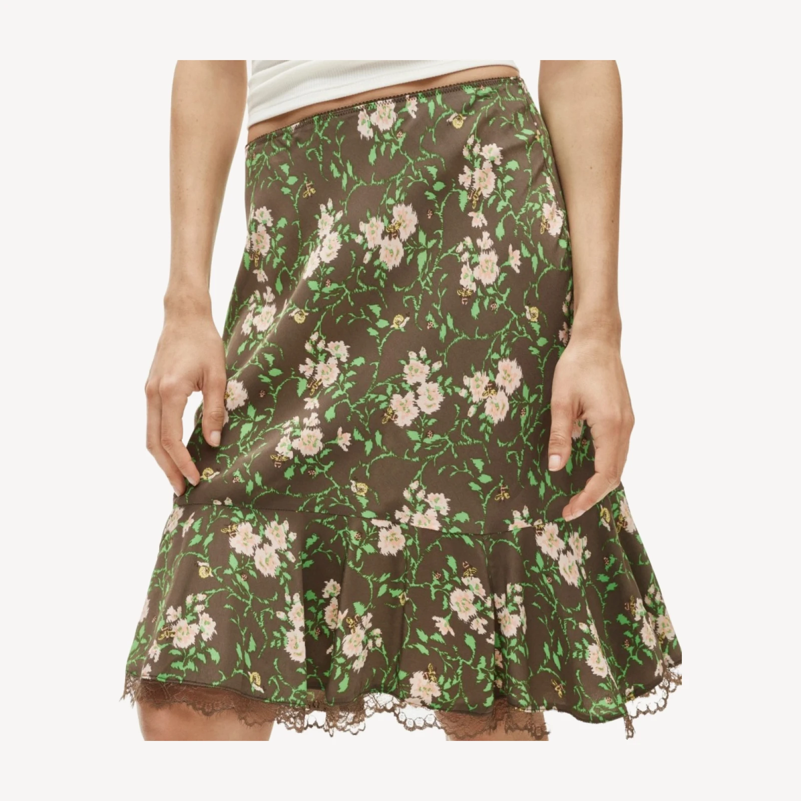 Slip skirt in honeybee floral print