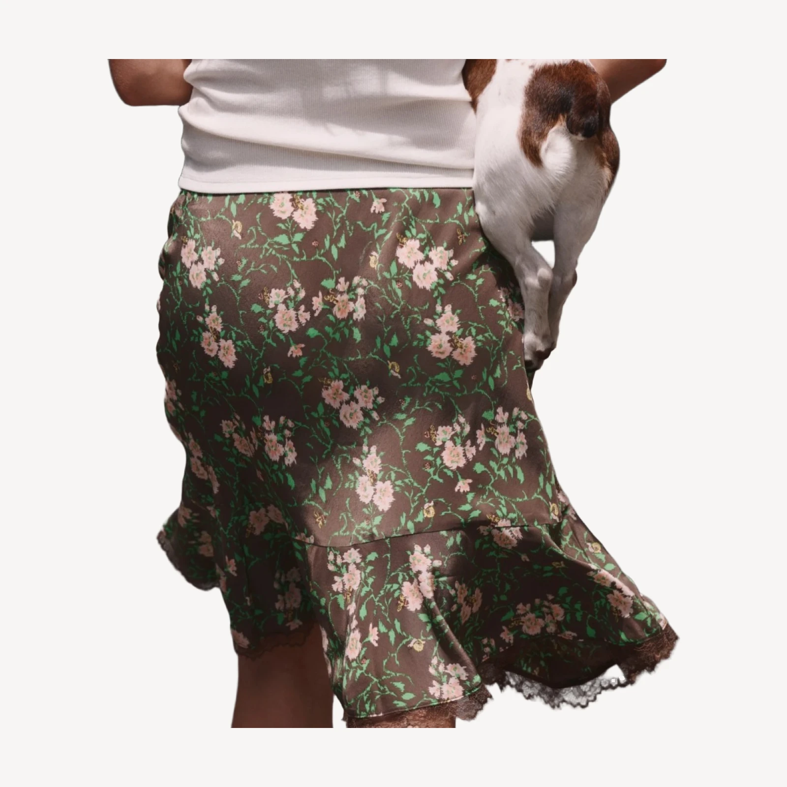 Slip skirt in honeybee floral print