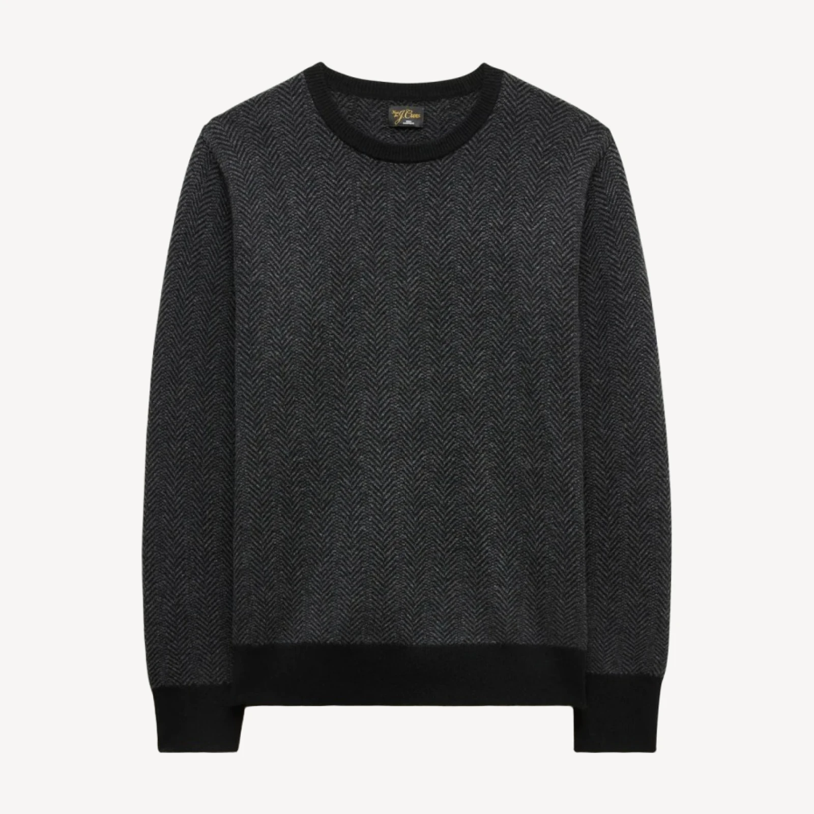 Cashmere crewneck sweater in herringbone