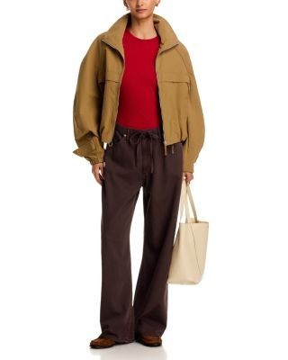 rag & bone Phoebe Featherweight Drawstring High Rise Wide Leg Jeans in Dark Brown