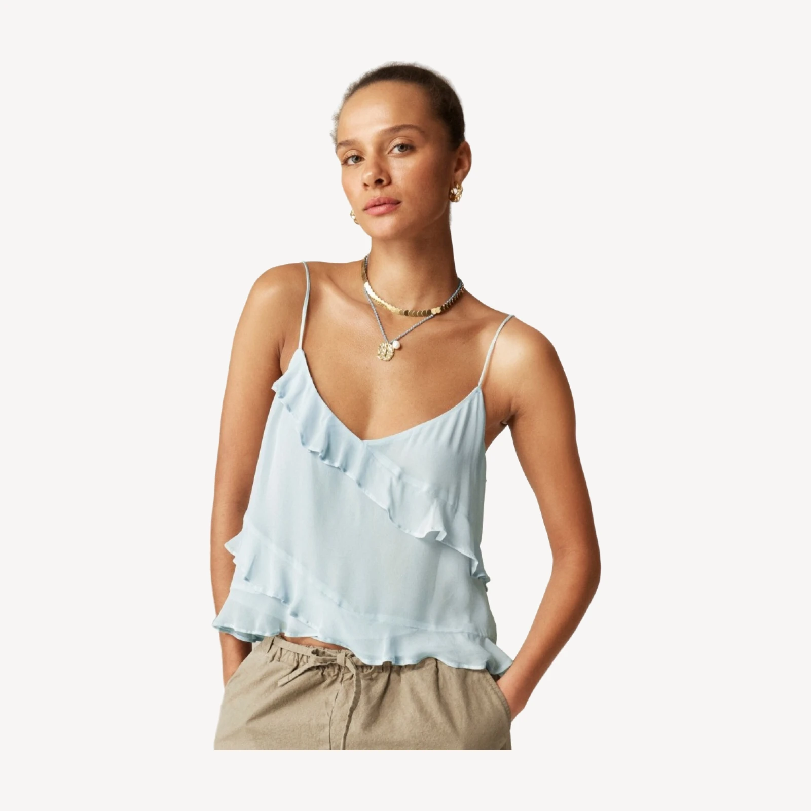 Drapey ruffle camisole in chiffon