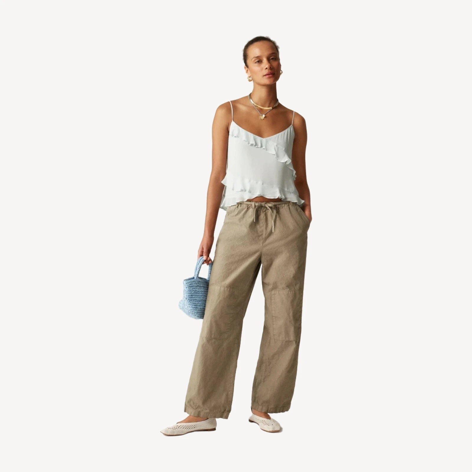 Drapey ruffle camisole in chiffon