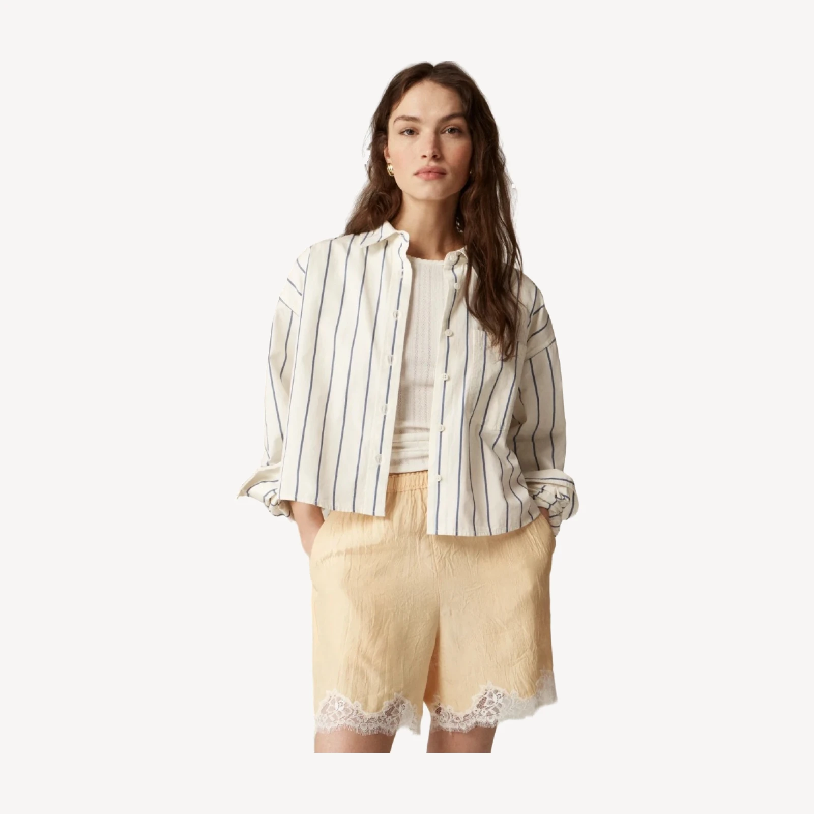 Étienne cropped button-up shirt in stripe