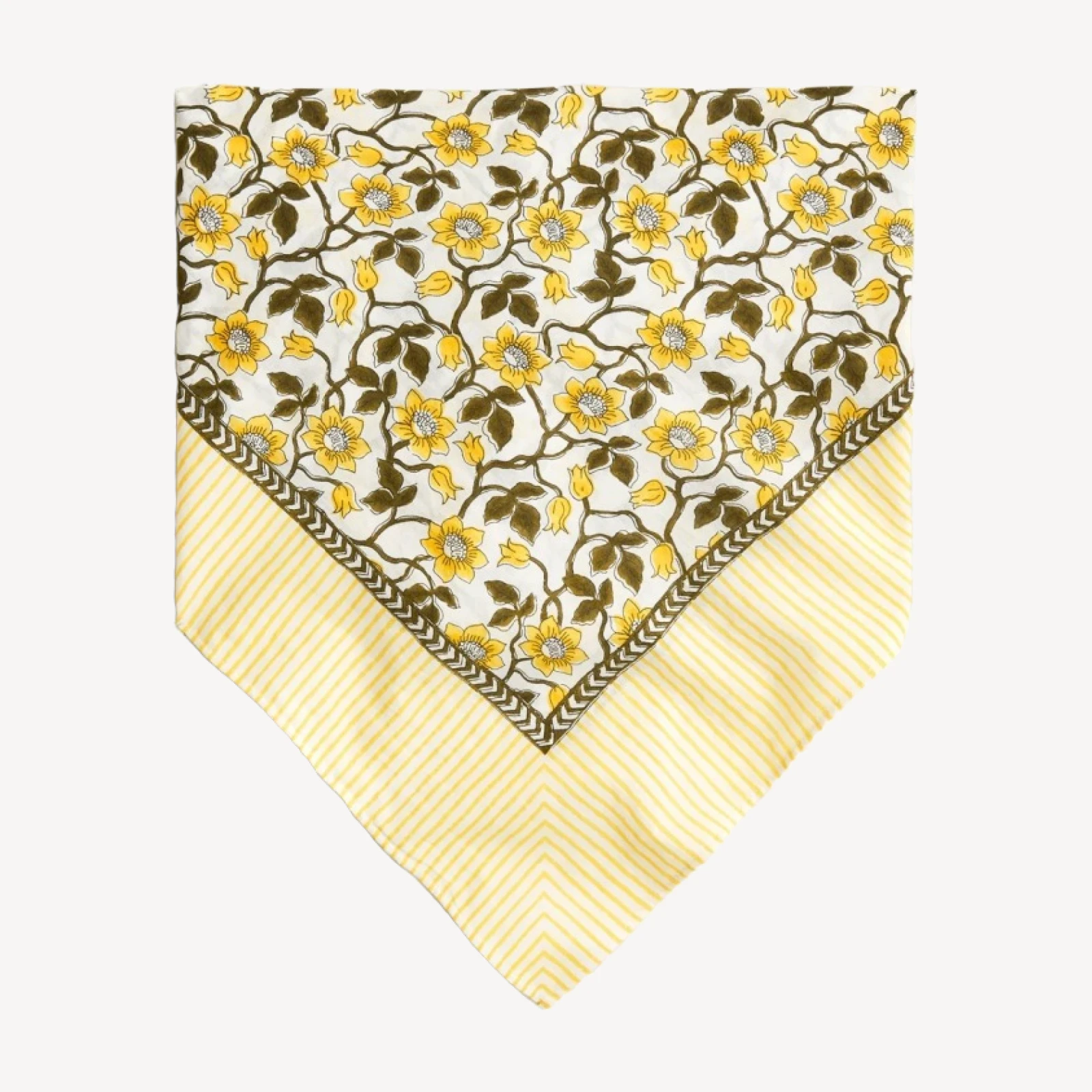 Cotton voile bandana top in daffodil daze block print