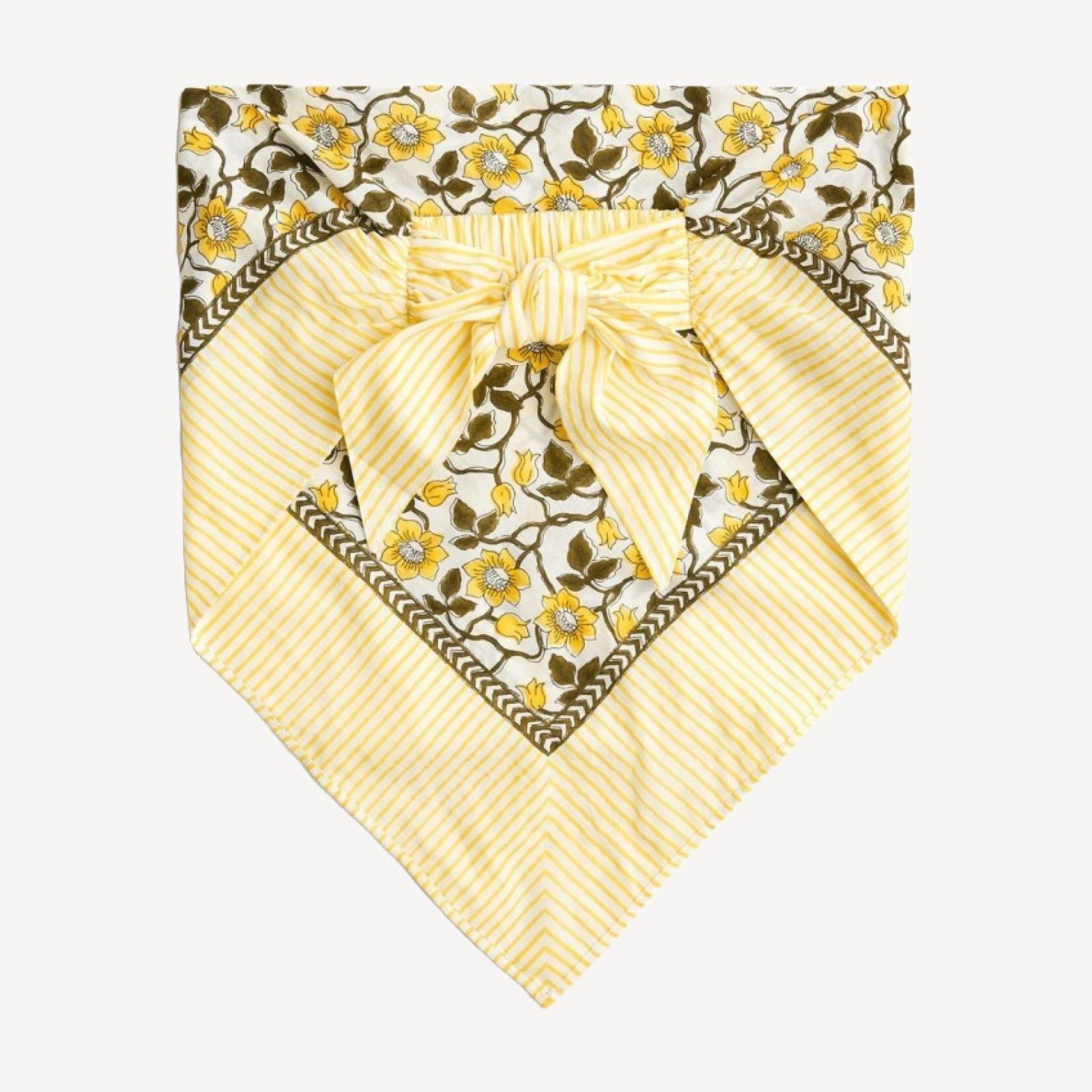 Cotton voile bandana top in daffodil daze block print